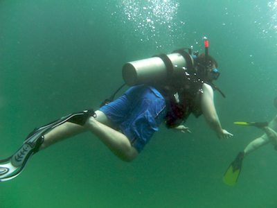 Tim 30 feet under water Tim 30 feet under water, on a roll