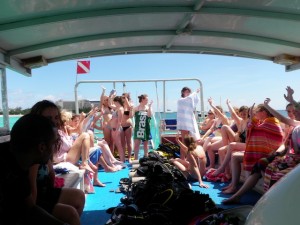 Royal High School post dive cheer